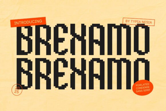 Brexamo: A Pixelated Condensed Sans Serif Font for Modern Design